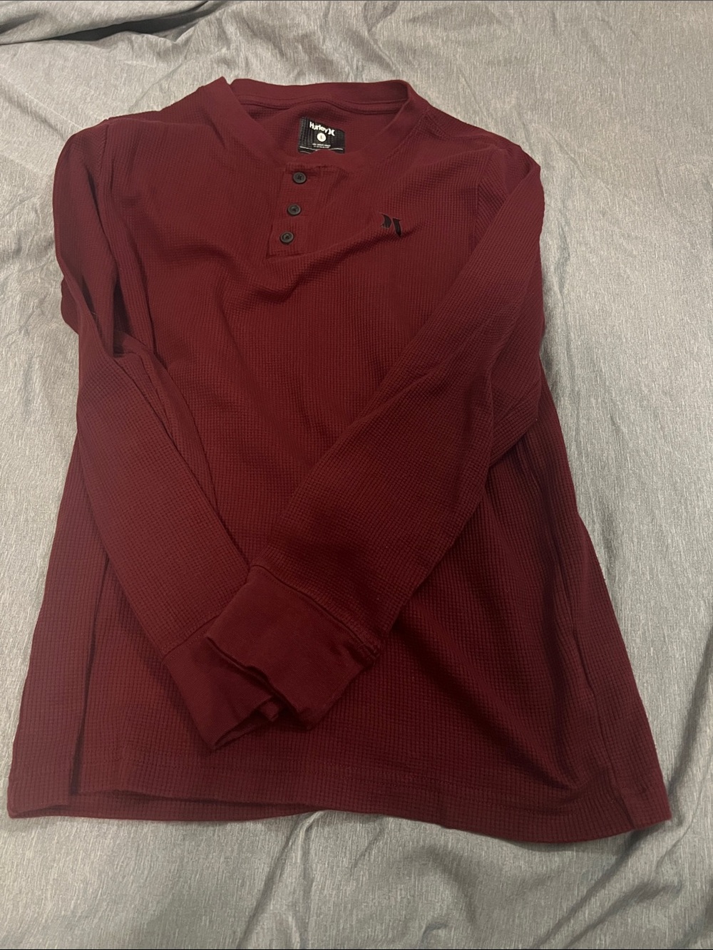 Hurley boys Long-Sleeve Henley Thermal Shirt - Burgundy